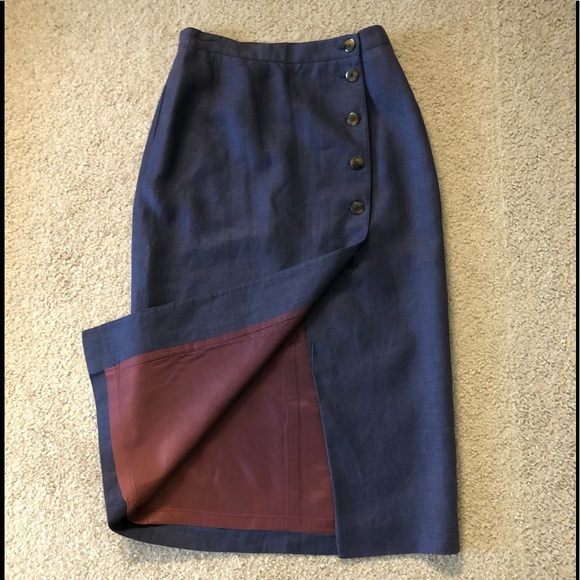 Liz Claiborne 100% Linen Skirt Sz 8P Pencil Straight Pockets - Picture 6 of 12